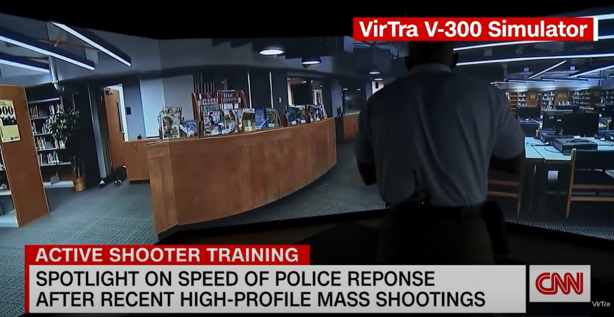 CNN Screenshot on VirTra's active threat training simulators